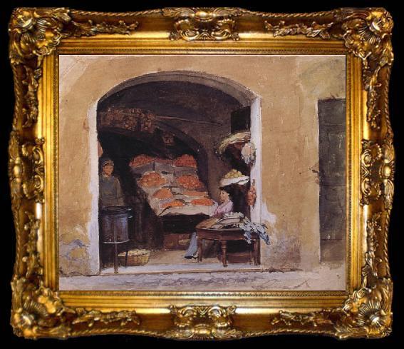 framed  John William Waterhouse An Italian Produce Shop, ta009-2